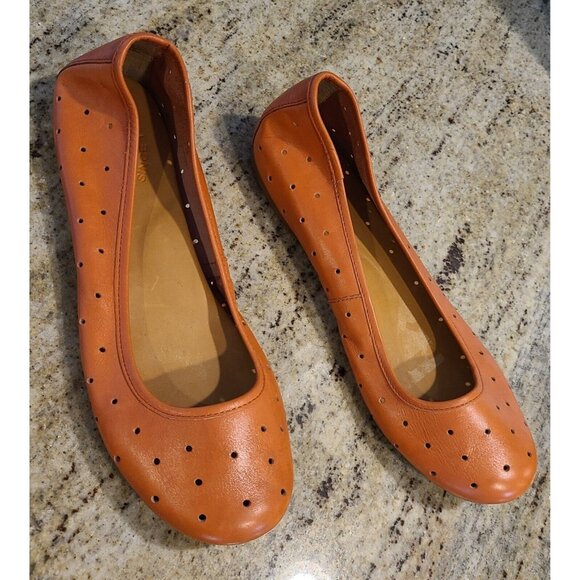 Korks Kork Ease Flats Leather Orange Nessa Women's Sz 10/42 Balet Flats Vented - Picture 2 of 10